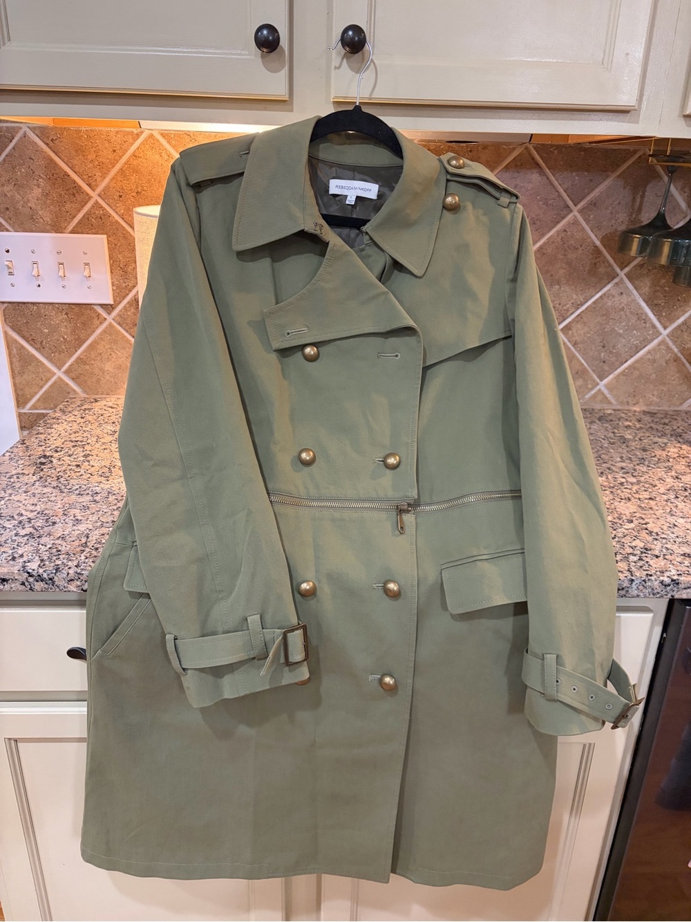 Rebecca Minkoff Olive Green Double-Breasted Trench Coat NWOT $498 New
